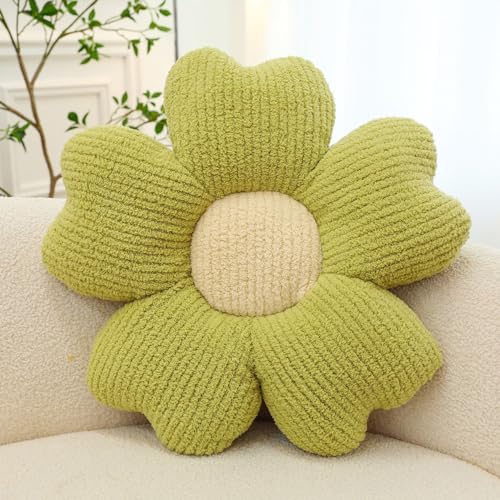 HANDKEI Blume geformtes süßes Kissen, Blume Kissen, Lesekissen, Freizeit bequemes Kissen, Auto Kissen (Grün, 50 X 50cm) von HANDKEI