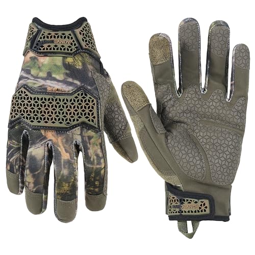 HANDLANDY Utility Arbeitshandschuhe mit Grip für Männer, Flexible schlagfeste Mechaniker Motorradfahren Jagdhandschuhe (Tarnung, M) von HANDLANDY