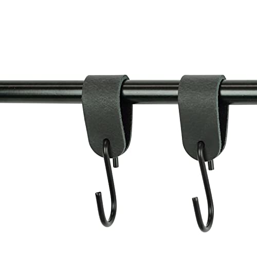 HANDLES and more S-Kleiderhaken Leder Aufhänger Grösse S 2er Set Vintage schwarz HANDLES and more S-Kleiderhaken Leder Aufhänger Grösse S 2er Set Vintage schwarz von HANDLES and more