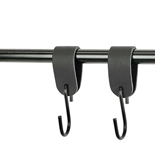 HANDLES and more S-Kleiderhaken Leder Aufhänger Grösse S 2er Set schwarz von HANDLES and more