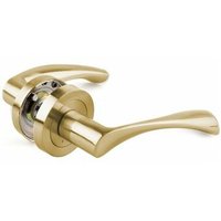 Handlock - Aluminiumgriff mit Rosette, 50 mm gebogener mattgoldener Griff von HANDLOCK