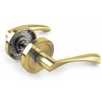 Handlock - Aluminiumgriff mit Rosette, 65 mm, gebogenes Griffschloss, glänzendes Gold von HANDLOCK