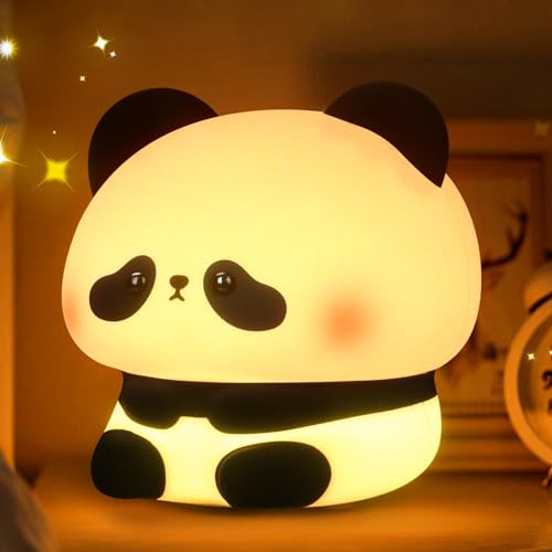 HANDSONIC Nachtlicht Kinder Nachtlicht Baby - Dimmbar Niedliche Panda Nachttischlampe mit Timer, USB Wiederaufladbares Weich Portable LED Silikon Nachtlicht, Schlafzimmer Dekor Geburtstagsgeschenke von HANDSONIC