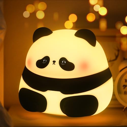 HANDSONIC Nachtlicht Kinder Nachtlicht Baby - Dimmbar Niedliche Panda Nachttischlampe mit Timer, USB Aufladbare 1200 mAH LED Silikon Nachtlicht, Kinderzimmer Schlafzimmer Dekor Geburtstagsgeschenke von HANDSONIC