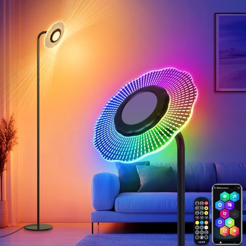 RGB Stehlampe LED Dimmbar, LED Deckenfluter mit Fernbedienung & APP-Steuerung, 1800LM Warmweiß Leselampe Stehlampe mit Timing & Musikmodus Farbwechsel Stehlampe für Wohnzimmer Schlafzimmer Hotel von HANDSONIC