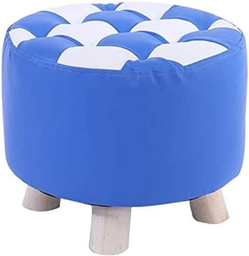 HANDUO Fußhocker Fußhocker Fußhocker Sofahocker Leder Massivholzbeine Wohnzimmer Couchtisch Schlafzimmer Mode Kreativität Schuhbank, Blau 31x25cm von HANDUO
