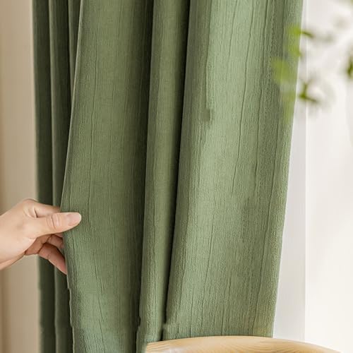 HANGEENGS 1 Stück Grün Samt Vorhänge,Verdunklungsvorhang Blickdicht Samtvorhänge Mit Ösen Für Wohnzimmer Thermogardine Verdunkelungsgardinen Für Gardinen,Chenille Olive Green,255x140 cm(BxH) von HANGEENGS