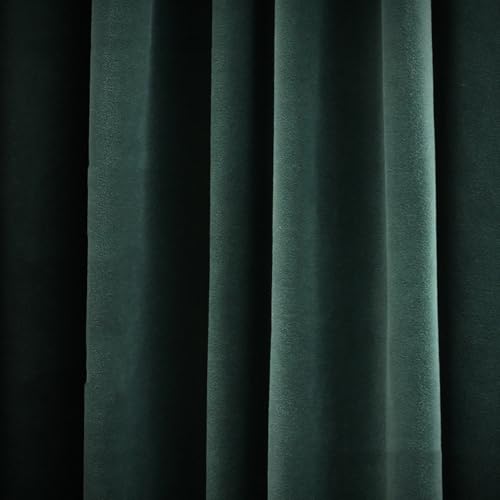HANGEENGS 1 Stück Grün Samt Vorhänge,Verdunklungsvorhang Blickdicht Samtvorhänge Mit Ösen Für Wohnzimmer Thermogardine Verdunkelungsgardinen Für Gardinen,Deep Green,200x90 cm(BxH) von HANGEENGS