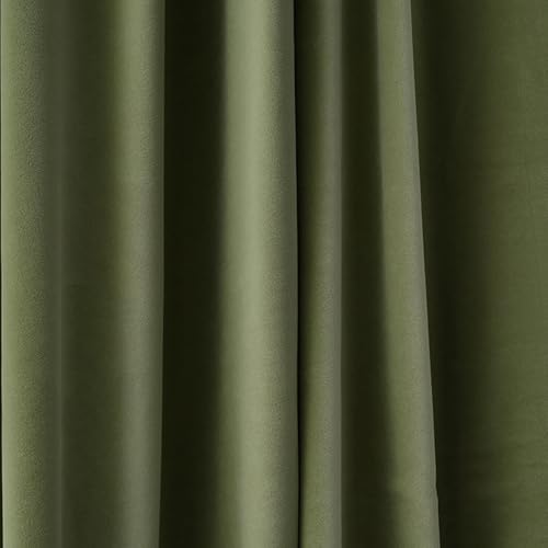 HANGEENGS 1 Stück Grün Samt Vorhänge,Verdunklungsvorhang Blickdicht Samtvorhänge Mit Ösen Für Wohnzimmer Thermogardine Verdunkelungsgardinen Für Gardinen,Green,255x140 cm(BxH) von HANGEENGS