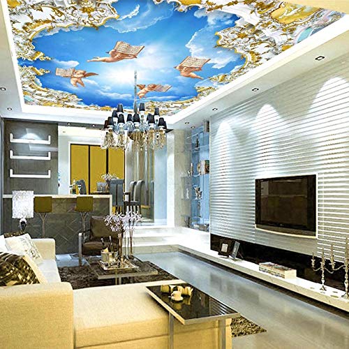 Benutzerdefinierte Beliebige Größe 3D Wandbild Tapete Europäischen Stil Engel Wandmalerei Wohnzimmer Schlafzimmer Decke Fresko Tapete Dekor 3D,350 * 256Cm von HANGERXSJ