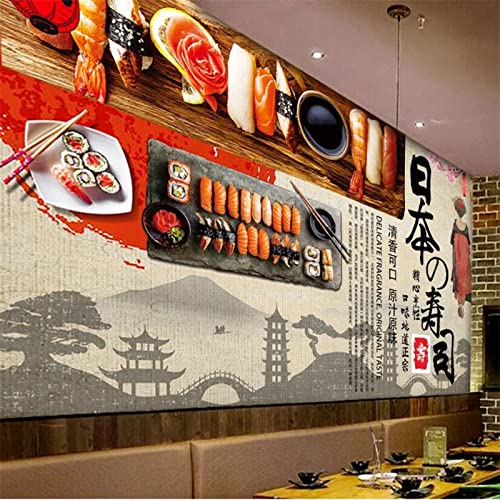 Nostalgische Retro-Japanische Sushi-Küche-Hintergrund-Wandbild-Tapete 3D-Sushi-Bar-Gourmet-Restaurant-Thema-Hintergrund-Wand-Papier 3D,300*210Cm von HANGERXSJ