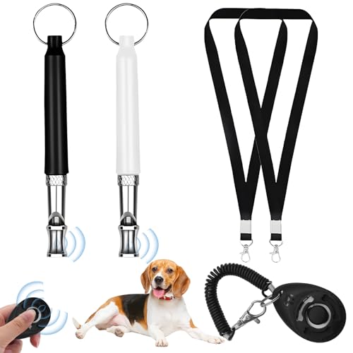 2 Stück Hundepfeife Rückruf Mit Klicker Hund Clicker Einstellbare Hundepfeife Hochfrequenz Lautlos Mit Umhängeband Erziehungshilfen Für Hunde Training Zubehör Hundeerziehung von HANGGON
