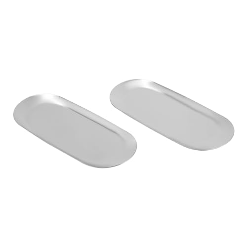 Deko Tablett 2 Stück Oval Silber Edelstahl 23 x 9.5 cm Schminktablett Schmucktablett Badezimmer-Tablett Handtuch-Servietten-Tablett Serviertablett für Desserts, Kosmetik, Schmuck, Kerzen Deko Tablett 2 Stück Oval Silber Edelstahl 23 x 9.5 cm Schminktablett Schmucktablett Badezimmer-Tablett Handtuch-Servietten-Tablett Serviertablett für Desserts, Kosmetik, Schmuck, Kerzen von HANGKAI