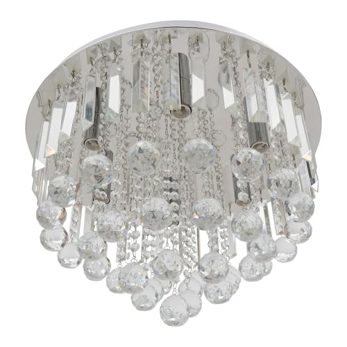 HANGKAI Deckenleuchte Kristall 48 cm Klar Modern LED Kronleuchter Kristall Rund Kronleuchter Pendelleuchte von HANGKAI