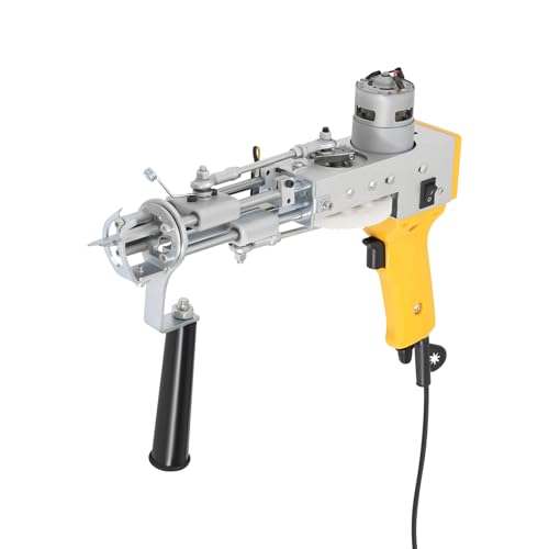 HANGKAI Teppich Tufting Gun Set 360°Verstellbaren Hilfsgriff 5-40 Stiche/Sek Einstellbare Geschwindigkeit 7-21 mm einstellbar Teppichstärke Für Schnittflor, Schleifenflor, Skulpturen (Gelb) von HANGKAI
