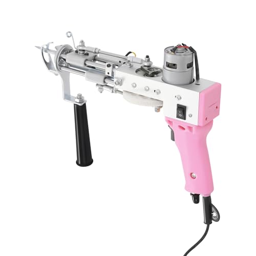 HANGKAI Teppich Tufting Gun Set 360°Verstellbaren Hilfsgriff 5-40 Stiche/Sek Einstellbare Geschwindigkeit 7-21 mm einstellbar Teppichstärke Für Schnittflor, Schleifenflor, Skulpturen (Rosa) von HANGKAI