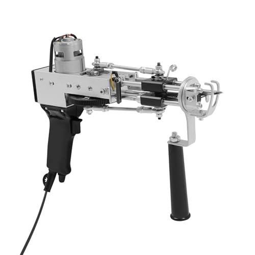 HANGKAI Teppich Tufting Gun Set 360°Verstellbaren Hilfsgriff 5-40 Stiche/Sek Einstellbare Geschwindigkeit 7-21 mm einstellbar Teppichstärke Für Schnittflor, Schleifenflor, Skulpturen (Schwarz) von HANGKAI