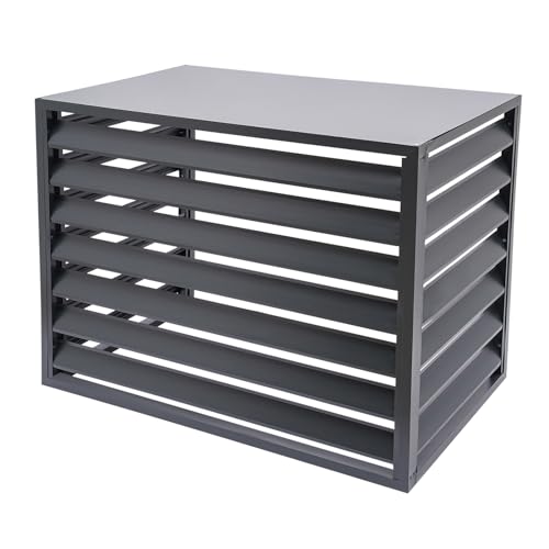 HANGKAI Verkleidung Klimaanlage Außengerät aus Aluminium 110 cm x 60 cm x 80 cm Verkleidung für Wärmepumpe Abdeckung Klimaanlage Außengerät Schutzgitter Blumenständer Draußen Gitter (Grau) von HANGKAI