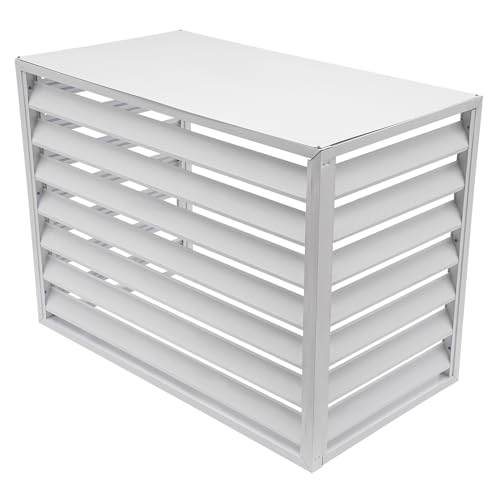 HANGKAI Verkleidung Klimaanlage Außengerät aus Aluminium 110 cm x 60 cm x 80 cm Verkleidung für Wärmepumpe Abdeckung Klimaanlage Außengerät Schutzgitter Blumenständer Draußen Gitter (Weiß) von HANGKAI