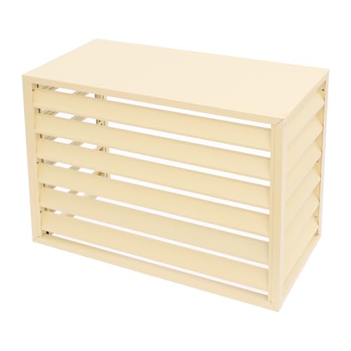 HANGKAI Verkleidung Klimaanlage Außengerät aus Aluminium&Stahl 100x50x70cm Verkleidung für Wärmepumpe Abdeckung Klimaanlage Außengerät Schutzgitter Blumenständer Draußen Gitter Pflanzenregal (Beige) von HANGKAI