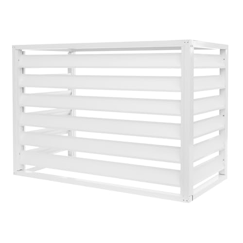 HANGKAI Verkleidung Klimaanlage Außengerät aus Aluminium&Stahl 100x50x70cm Verkleidung für Wärmepumpe Abdeckung Klimaanlage Außengerät Schutzgitter Blumenständer Draußen Gitter Pflanzenregal (Weiß) von HANGKAI