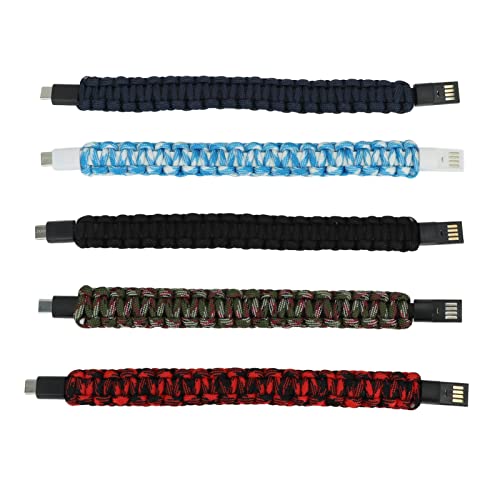 HANHEFLY 5pcs USB -Ladungskabelarmband -C -Handgelenksdaten Ladegerätewebentransfer gewebter tragbares Handyzubehör von HANHEFLY
