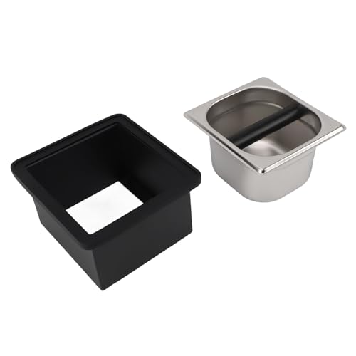 Kaffeegelände Edelstahl Bucket Knock Box, einfaches Waschen mit hoher Haltbarkeit Multifunktional kompakt tragbar, für Café von HANHEFLY