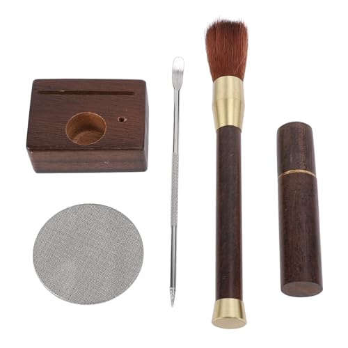 Kaffeepulver-Verteiler Edelstahl-Nadel-Holzgriff-Bürste Kaffee-Rühr werkzeug mit Lager basis von HANHEFLY