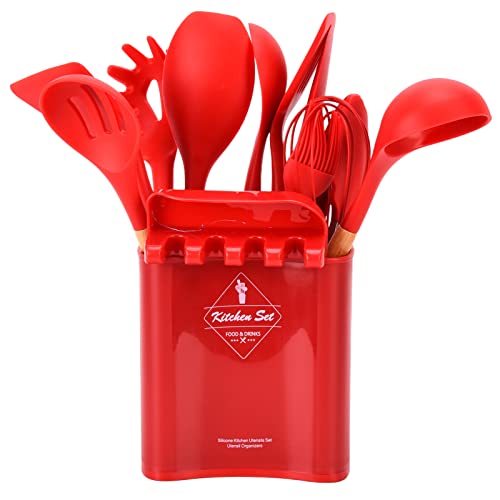 Silikon-Kochgeschirr-Set, komplettes Küchenzubehör für das Kochen zu Hause, Rot Silikon-Kochgeschirr-Set, komplettes Küchenzubehör für das Kochen zu Hause, Rot von HANHEFLY
