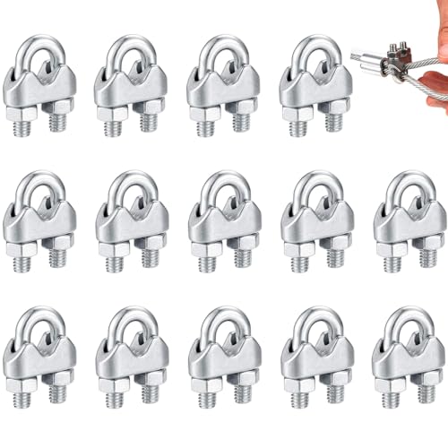 14 Stück Drahtseilklemme 4mm, Rostfreie Seilverbinder Edelstahl 304 Drahtseilklemme M4 U-Bolzen Bügelform Stahlseil Seilverbinder Bügelseilklemme passend für Ø 4 mm Draht Wäscheleine Markise Fixiert 14 Stück Drahtseilklemme 4mm, Rostfreie Seilverbinder Edelstahl 304 Drahtseilklemme M4 U-Bolzen Bügelform Stahlseil Seilverbinder Bügelseilklemme passend für Ø 4 mm Draht Wäscheleine Markise Fixiert von HANIUTTY