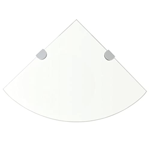 Eckablage Glas Transparent 35x35 cm Verchromte Halterungen Wandregal Küche Badezimmer Wohnzimmer Deko Sicherheitsglas 8 mm Tragkraft 15 kg Montagezubehör von HANJIEFACAI