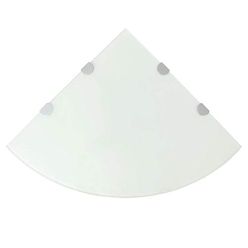 Eckregale 2 STK. Wandregal Glas Weiß 45x45cm mit Halterungen für Küche Badezimmer Wohnzimmer Deko Aufbewahrung Regal Design Möbel von HANJIEFACAI