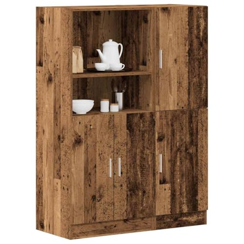 HANJIEFACAI 2-Piece Kitchen Cabinet Set with Storage Shelves, Vintage Wood Look Kitchen Organizer for Home Restaurant Office, Durable Particle Board with Doors and Open Compartments von HANJIEFACAI