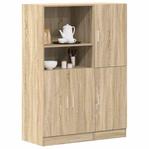 HANJIEFACAI 2-TLG. Küchenschrank-Set Sonoma-Eiche Holzwerkstoff Küchenregal Aufbewahrungsschrank mit Türen und Fächern für Küche Restaurant Hotel von HANJIEFACAI