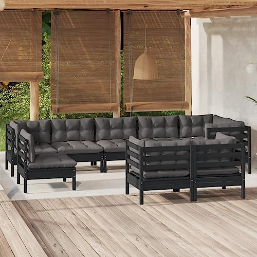 HANJIEFACAI 3-TLG. Gartenbar-Set mit Kissen Poly Rattan Schwarzterassenmöbel außen balkonmöbel Kleiner Balkon gartenmöbel gartenmöbel setGeeignet für Gartenterrassen von HANJIEFACAI