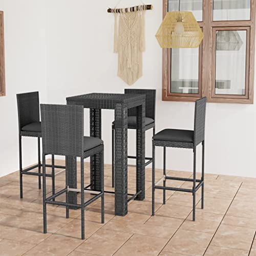 HANJIEFACAI 5-TLG. Gartenbar-Set mit Kissen Poly Rattan Grausitzgarnitur Garten balkonmöbel gartenmöbel Set terassenmöbel außenGeeignet für Gartenterrassen von HANJIEFACAI
