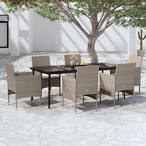 HANJIEFACAI 5-TLG. Gartenbar-Set mit Kissen Poly Rattan Grauterassenmöbel außen gartenmöbel Set balkonmöbel gartenmöbelGeeignet für Gartenterrassen von HANJIEFACAI