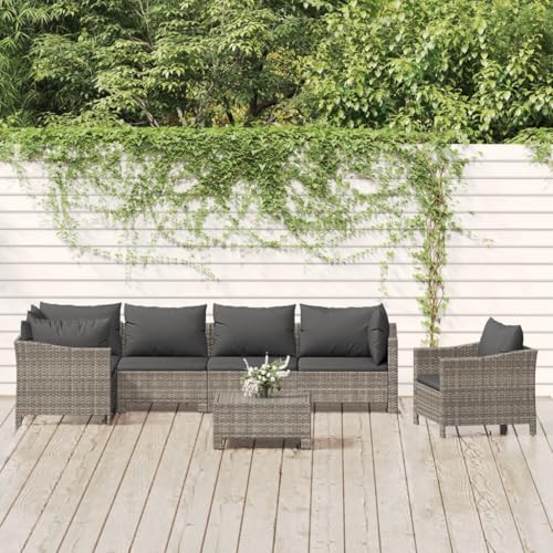 HANJIEFACAI 6-TLG. Garten-Lounge-Set mit Kissen Massivholz Akaziebalkonmöbel terassenmöbel außen gartenmöbel balkonmöbel Kleiner balkonGeeignet für Gartenterrassen von HANJIEFACAI