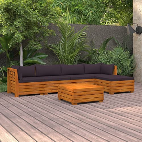 HANJIEFACAI 7-TLG. Garten-Essgruppe PVC Rattan Schwarzterassenmöbel außen gartenmöbel Set gartenmöbel balkonmöbelGeeignet für Gartenterrassen von HANJIEFACAI