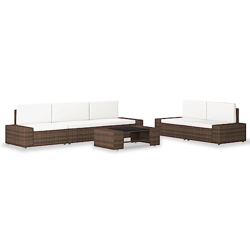 HANJIEFACAI 7-TLG. Garten-Essgruppe Poly Rattan Graubalkonmöbel Kleiner Balkon terassenmöbel außen gartenmöbel gartenmöbel setGeeignet für Gartenterrassen von HANJIEFACAI