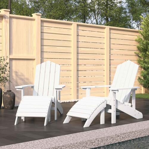 HANJIEFACAI Adirondack-Gartenstühle 2 STK. mit Hockern HDPE Weiß Gartenstuhl Modern Balkonstuhl Essstühle Outdoor Stuhl für Park Camping Balkon Schlafraum von HANJIEFACAI