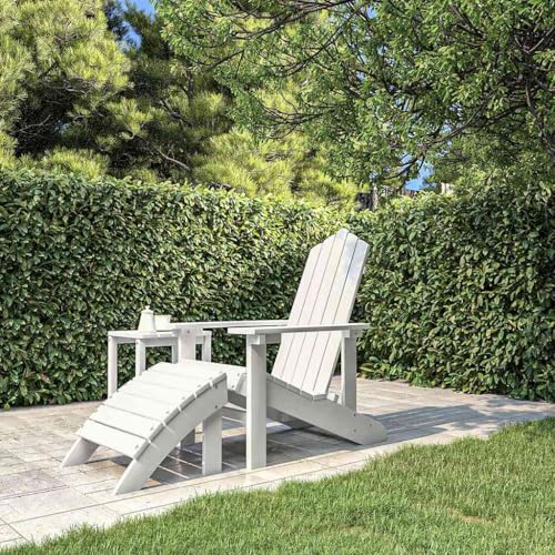 HANJIEFACAI Adirondack-Gartenstuhl mit Fußstütze HDPE Weiß Gartenstuhl Modern Balkonstuhl Essstühle Outdoor Stuhl für Park Camping Balkon Schlafraum von HANJIEFACAI
