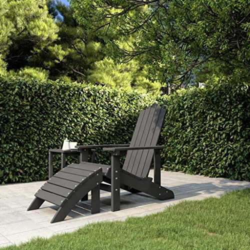 HANJIEFACAI Adirondack-Gartenstuhl mit Fußteil HDPE Anthrazit Gartenstuhl Modern Balkonstuhl Essstühle Outdoor Stuhl für Park Camping Balkon Schlafraum von HANJIEFACAI