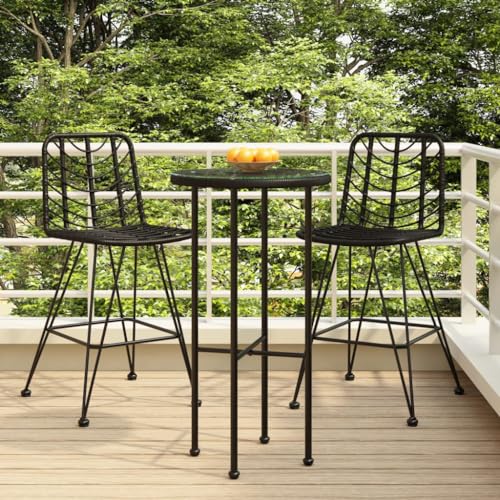 HANJIEFACAI Barhocker 2 STK. Schwarz 45x56x103,5 cm PE-Rattan und Stahl Outdoor Chair Balkonstuhl Terrassenstühle Stühle Garten für Camping Balkon Hof Schlafraum HANJIEFACAI Barhocker 2 STK. Schwarz 45x56x103,5 cm PE-Rattan und Stahl Outdoor Chair Balkonstuhl Terrassenstühle Stühle Garten für Camping Balkon Hof Schlafraum von HANJIEFACAI