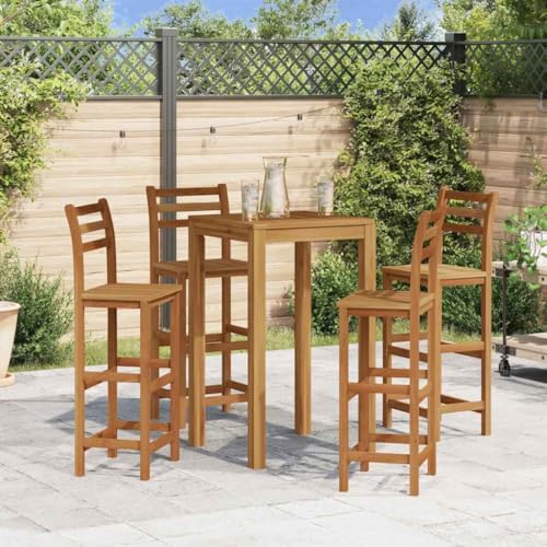 HANJIEFACAI Barhocker 4 STK. Massivholz Akazie Outdoor Chair Essstühle Balkon Stühle Garden Chair für Balkon Park Hof Camping von HANJIEFACAI