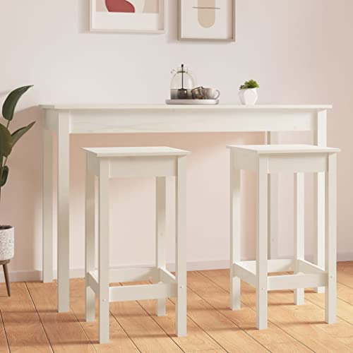 HANJIEFACAI Barstühle 2 STK. Weiß 40x40x78 cm Massivholz Kiefer Stuhl Küche Gartenstühle Schminkstuhl Outdoor Chair für Garten Wohnzimmer Balkon Park von HANJIEFACAI