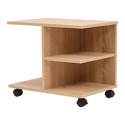 HANJIEFACAI Beistelltisch mit Rollen 50×35×42 cm Eichenbraun Small Shelf Book Shelf Organizer Display Cabinet für Wohnzimmer Balkon Schlafzimmer Arbeitszimmer von HANJIEFACAI