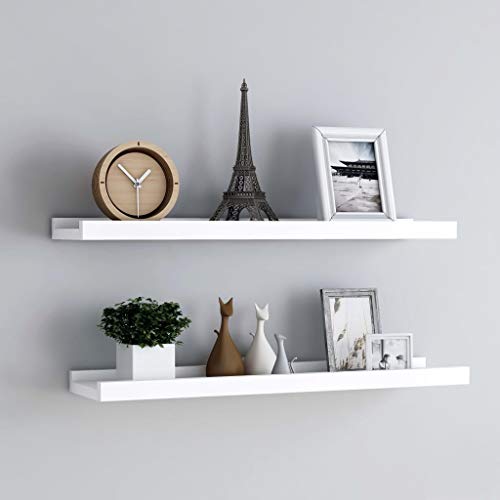 HANJIEFACAI Bilderleisten 2 STK. Weiß 80x9x3 cm MDF Wall Picture Ledge Shelf Set for Home Decor Photo Display with U-Shape Design Space Saving Modern Living Room Bedroom von HANJIEFACAI