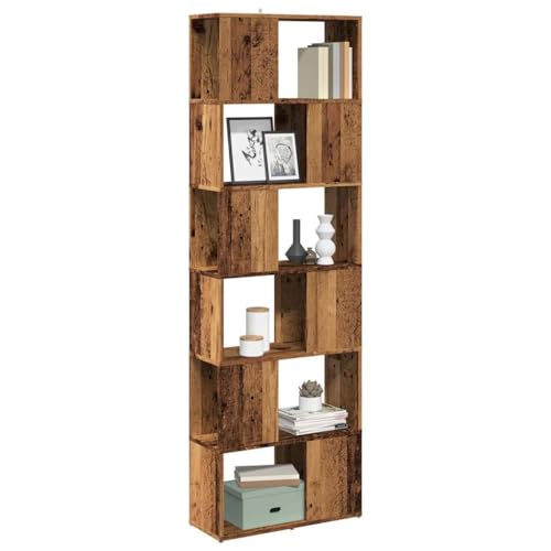 HANJIEFACAI Bücherregal/Raumteiler Altholz-Optik 60x24x186 cm Small Bookcase Book Shelf Cabinet Display Cabinet für Wohnzimmer Schlafzimmer Flur Arbeitszimmer von HANJIEFACAI