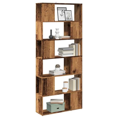 HANJIEFACAI Bücherregal/Raumteiler Altholz-Optik 80x24x186 cm Vitrine Book Shelf Bookcase Bookshelves für Flur Wohnzimmer Schlafzimmer Arbeitszimmer von HANJIEFACAI